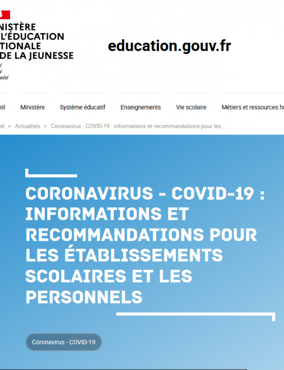 Information COVID-19 - Rentrée 2020