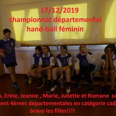 Championnat Departemental Hand Ball Feminin Dreux 17 Dec 19